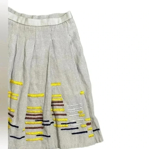 Rare Anthropologie "Hatch Mark Skirt" by Maeve, Beige, Embroidered, 4 - Picture 3 of 6